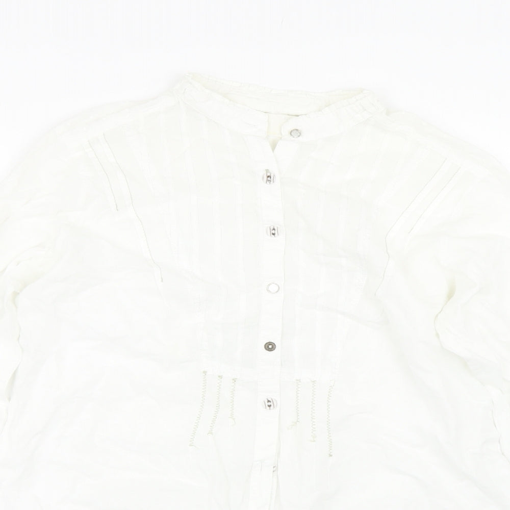 Womens UK Size 12 Preworn White Basic Button-Up