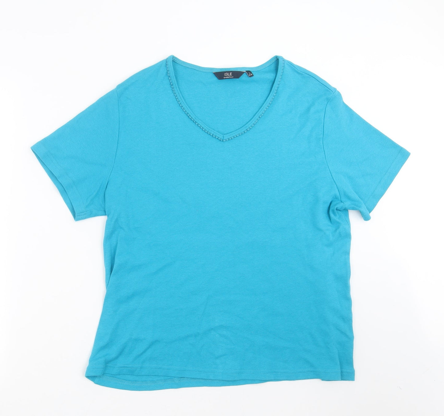 Womens UK Size L ISLE Essentials Blue Basic T-Shirt