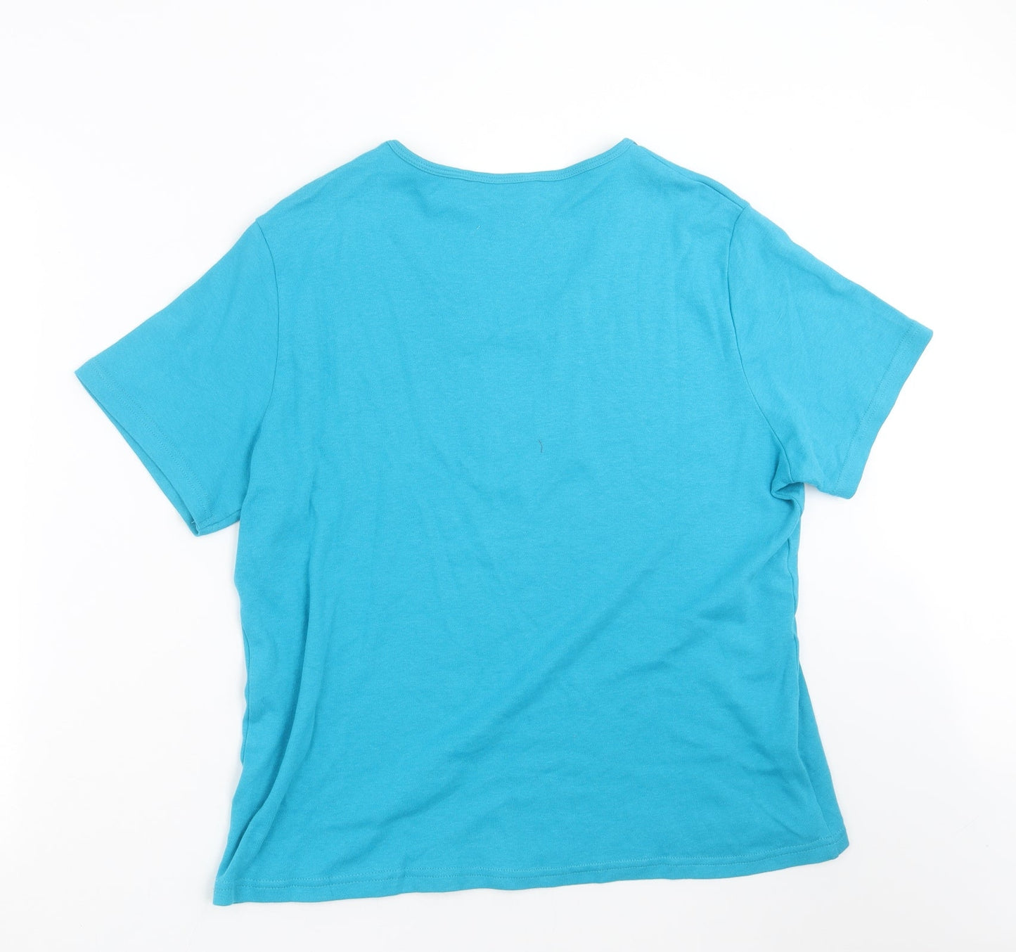 Womens UK Size L ISLE Essentials Blue Basic T-Shirt