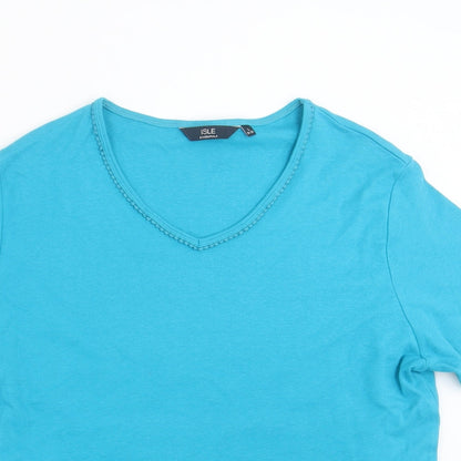 Womens UK Size L ISLE Essentials Blue Basic T-Shirt