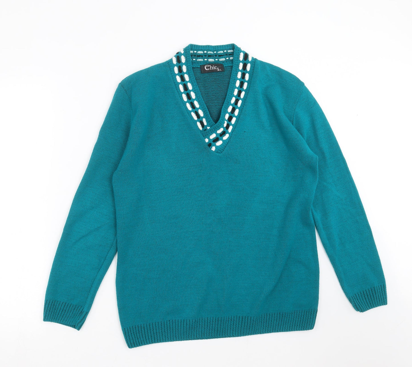 CHIC Womens Green  Knit Pullover Jumper Size M