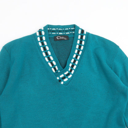 CHIC Womens Green  Knit Pullover Jumper Size M
