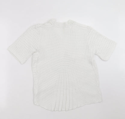 Womens UK Size S Preworn White Cardigan Jumper