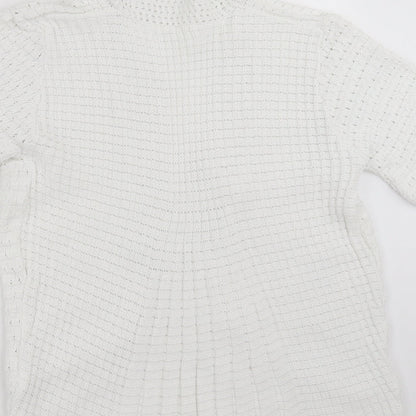 Womens UK Size S Preworn White Cardigan Jumper