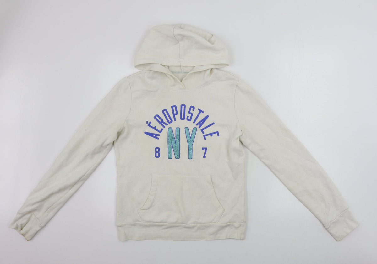 Additional front view of eightyseven women’s ivory pullover hoodie, size M
