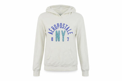 Front view of eightyseven women’s ivory pullover hoodie, size M