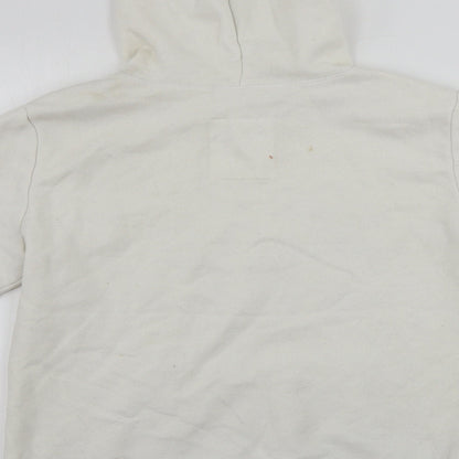 Brand and care label for eightyseven women’s ivory pullover hoodie, size M