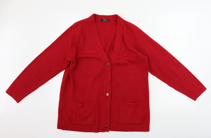 Womens UK Size M bm collection Red Cardigan Jumper