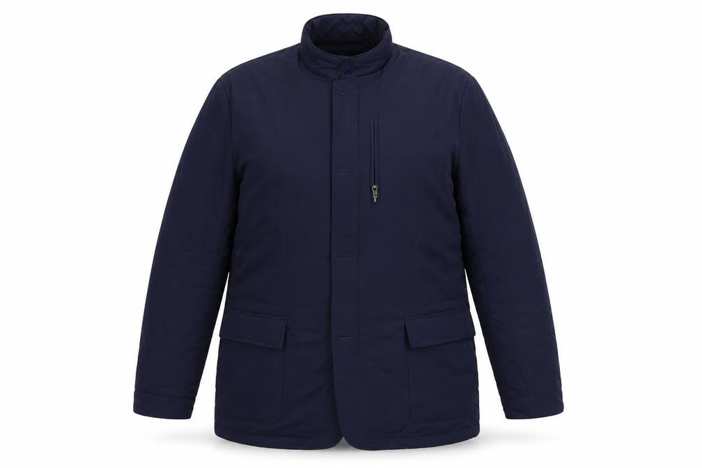 Front view of Skopes women’s blue jacket coat, size L