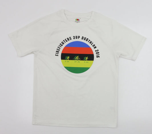 Womens UK Size M Fruit of the Loom White Basic T-Shirt