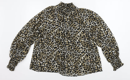 Primark  Womens Beige Animal Print  Basic Blouse Size 10