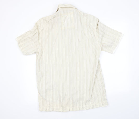 Mens UK Size L NEXT Beige  Button-Up Short Sleeve Casual Shirt