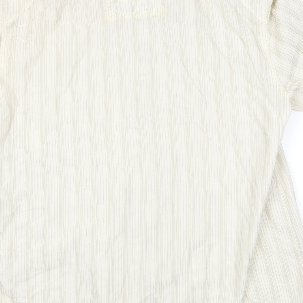 Mens UK Size L NEXT Beige  Button-Up Short Sleeve Casual Shirt