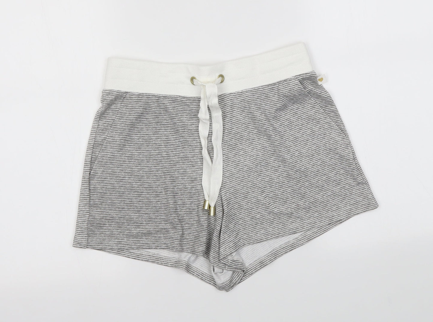 George Womens Grey Striped  Sweat Shorts Size 10