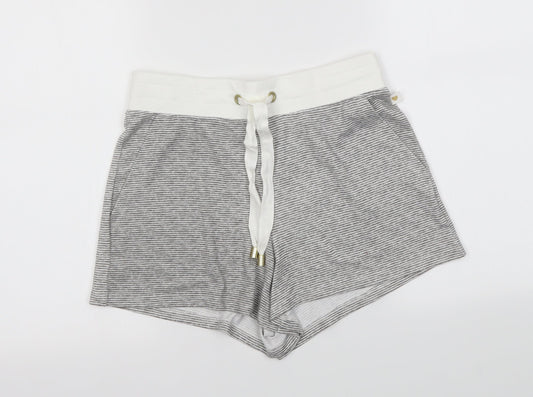 George Womens Grey Striped  Sweat Shorts Size 10