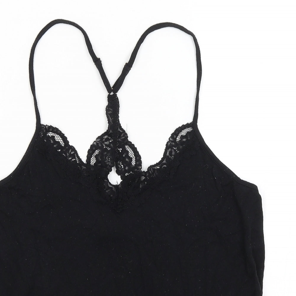 Womens UK Size S New Look Black Basic Tank