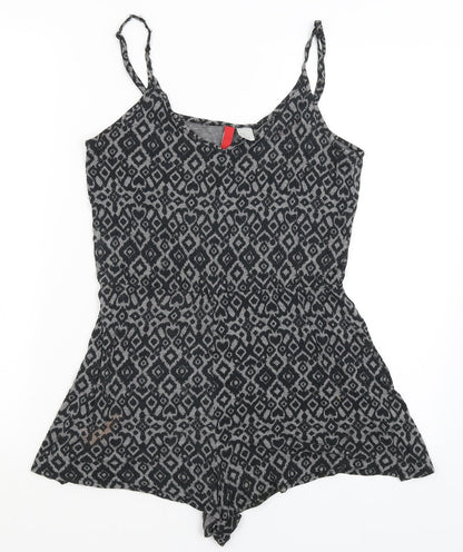 Divided Womens Grey Geometric  Playsuit One-Piece Size XS