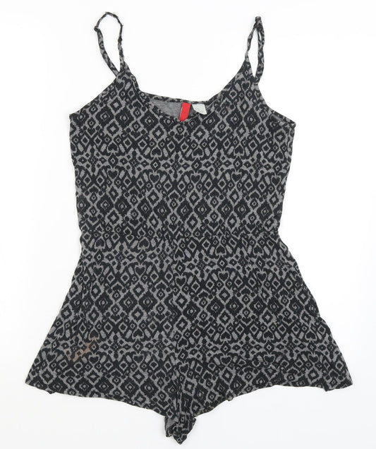 Divided Womens Grey Geometric  Playsuit One-Piece Size XS