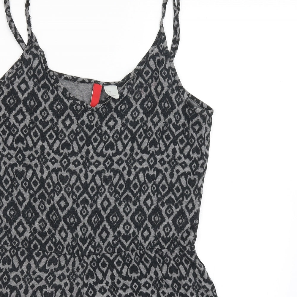 Divided Womens Grey Geometric  Playsuit One-Piece Size XS