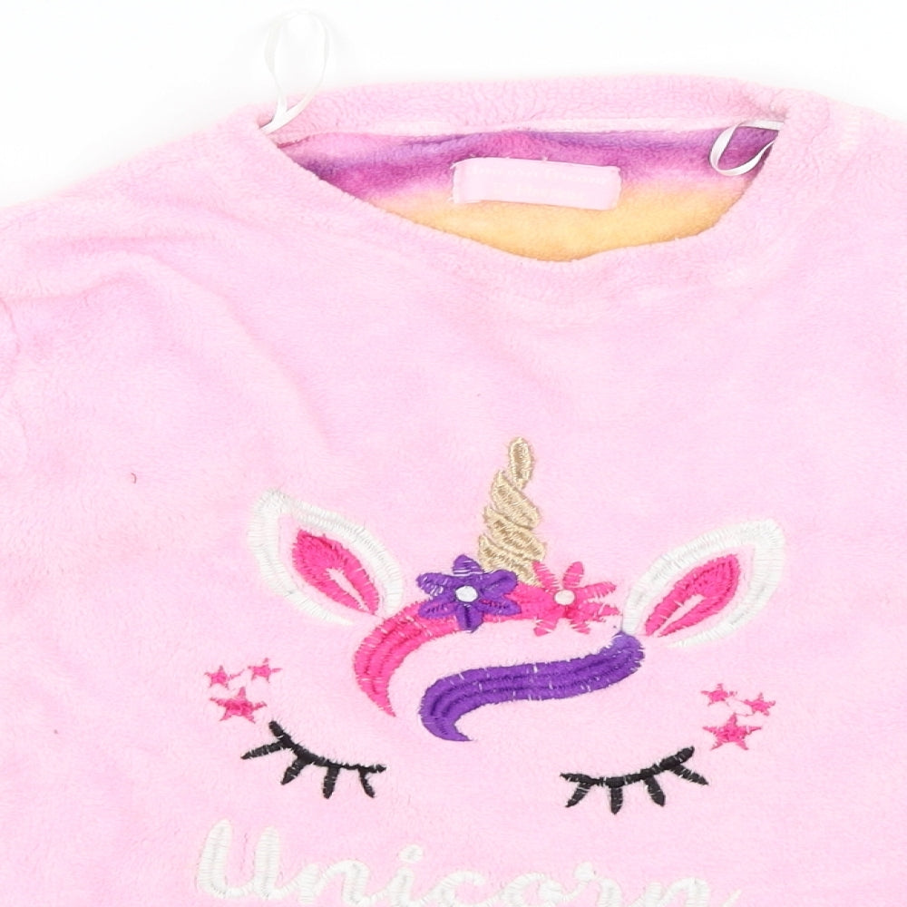 Close-up detail of Unicorn Dreams women’s pink jumper, size M