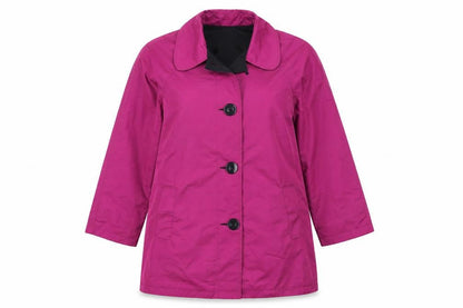 Front view of Centrigrade women’s purple rain coat coat, size M