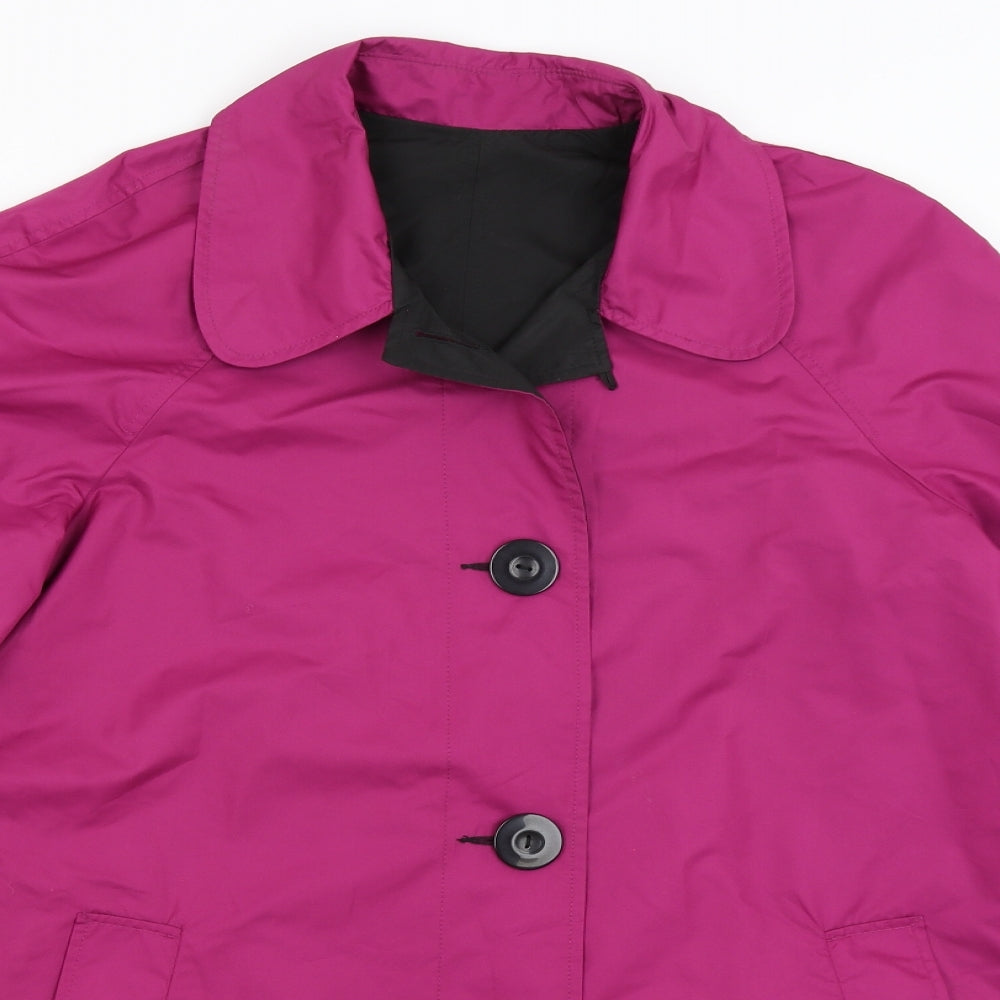 Close-up detail of Centrigrade women’s purple rain coat coat, size M
