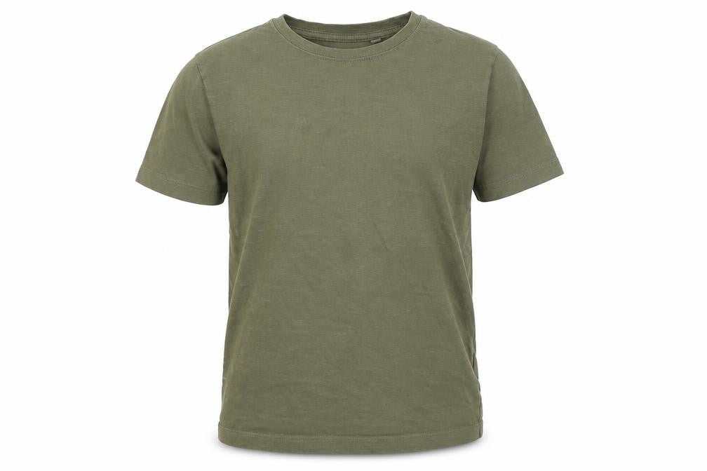 Front view of Next boys’ green basic t-shirt, size 7, years