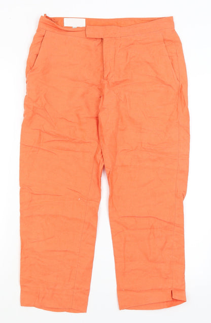 Womens UK Size 8 In Wear Regular Fit Cropped Orange Trousers