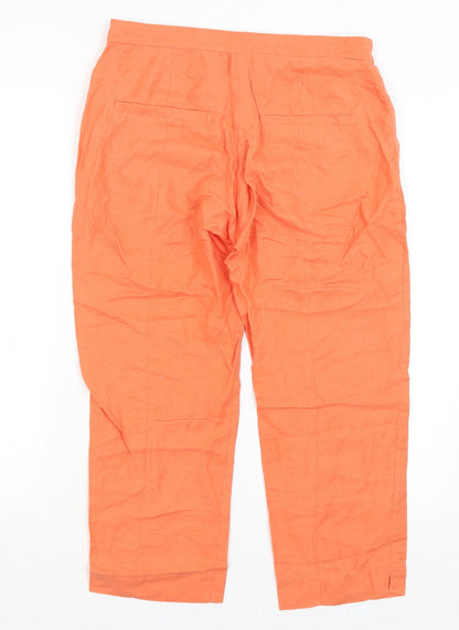 Womens UK Size 8 In Wear Regular Fit Cropped Orange Trousers