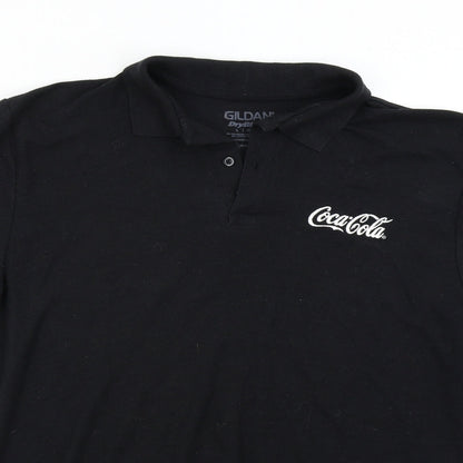 Gildan Mens Black    Polo Size L  - Coca-Cola