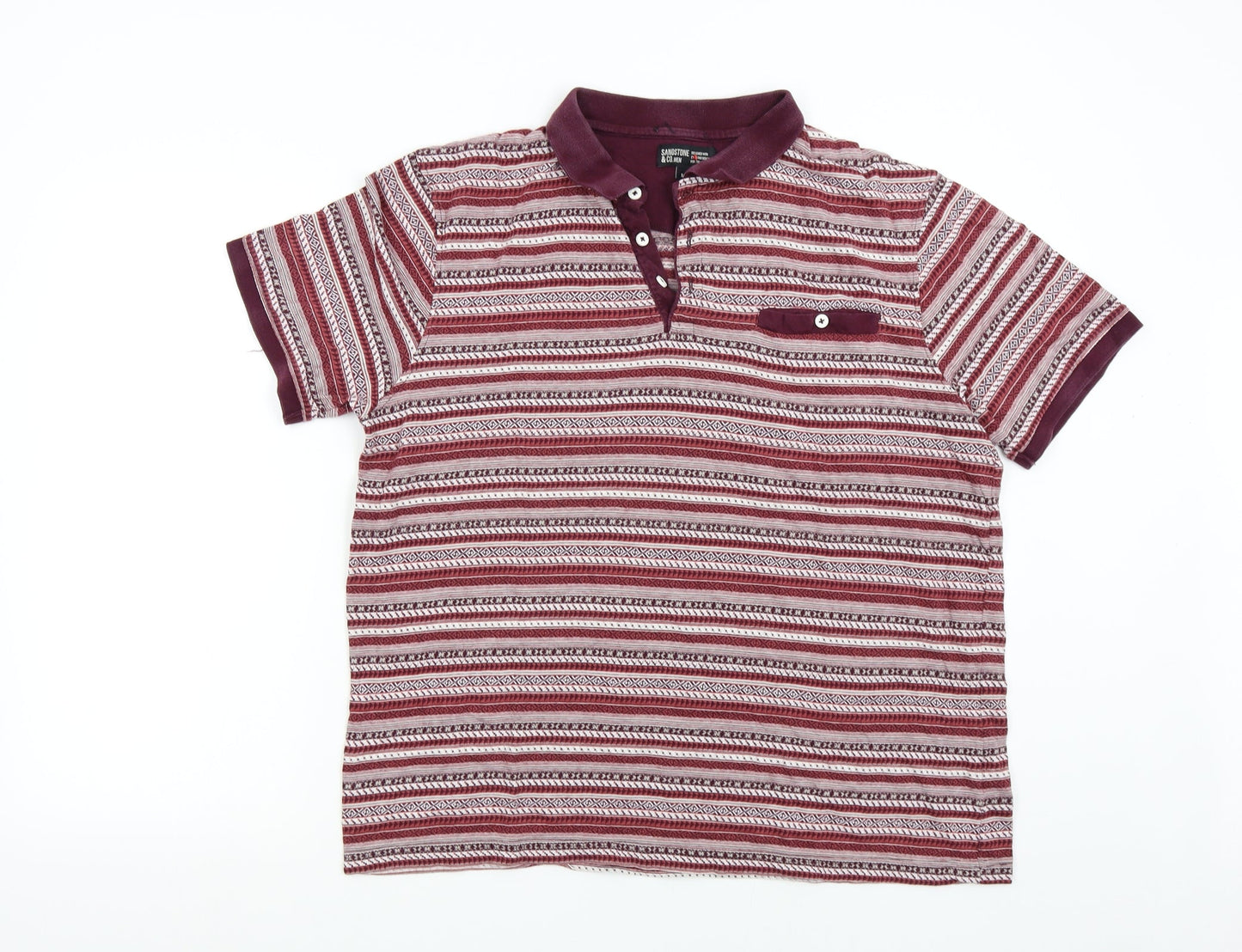 Sandstone & Co Mens Red Striped   Polo Size M
