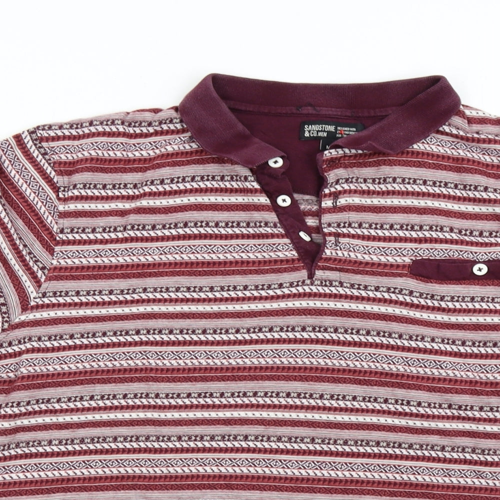 Sandstone & Co Mens Red Striped   Polo Size M