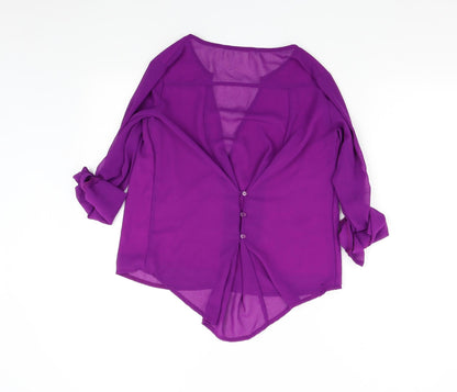 Womens UK Size S Preworn Purple Basic Blouse