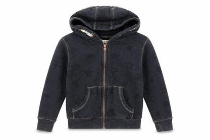 Front view of Marks & Spencer boys’ grey full zip hoodie, size 6-7, years - stars