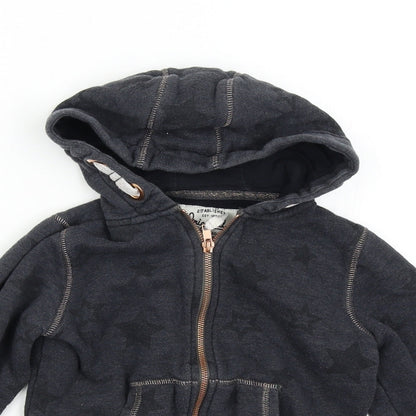 M&S Boys Grey   Full Zip Hoodie Size 6-7 Years  - Stars