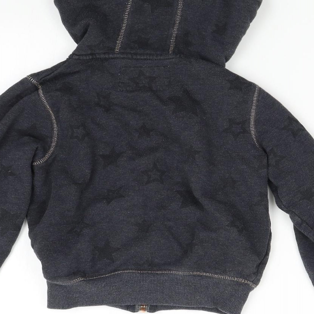 M&S Boys Grey   Full Zip Hoodie Size 6-7 Years  - Stars
