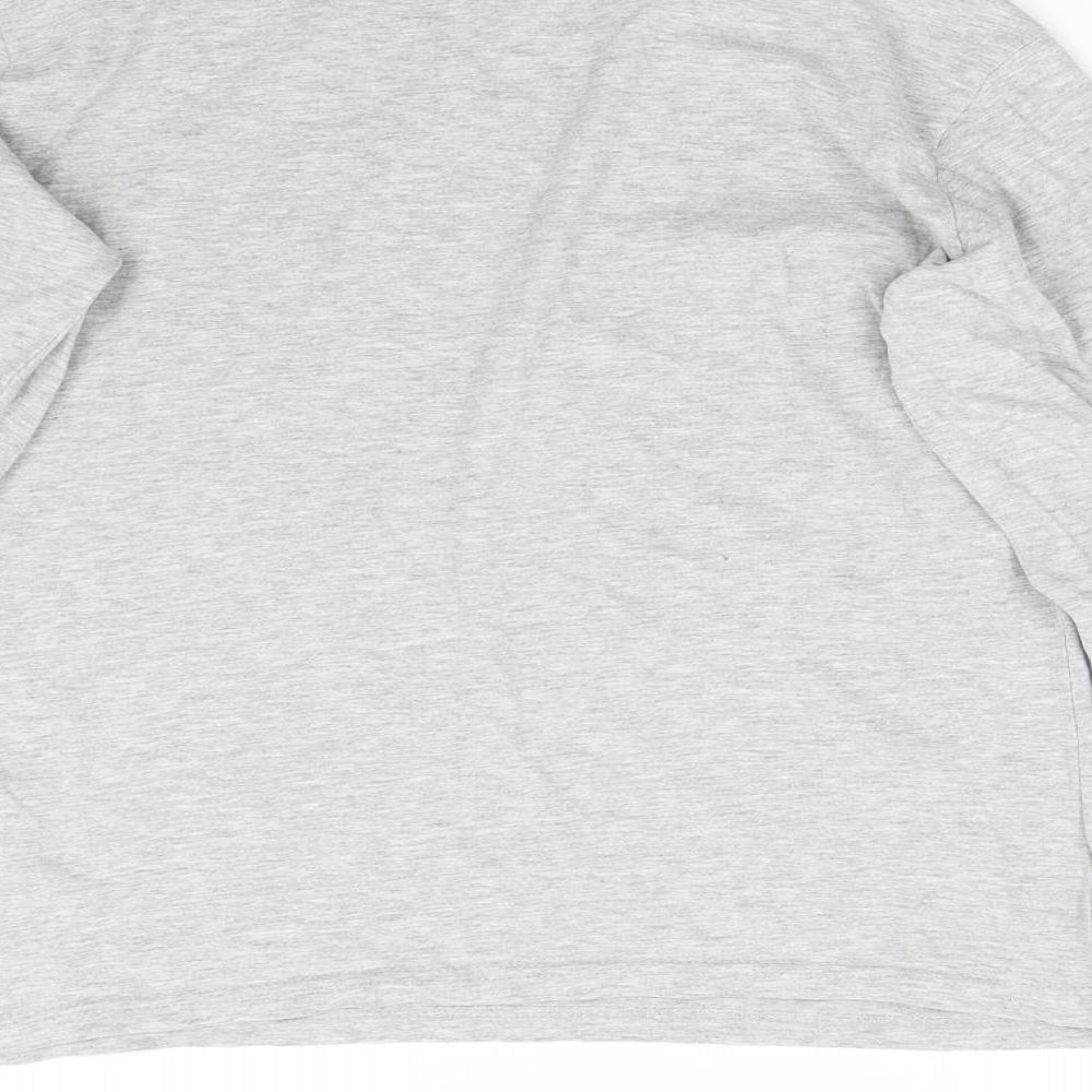 Brand and care label for Up Fashion women’s grey basic t-shirt, size XL