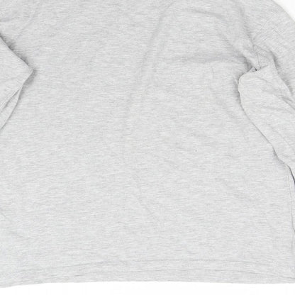 Brand and care label for Up Fashion women’s grey basic t-shirt, size XL