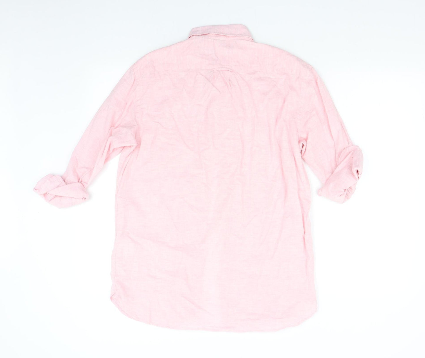 Mens UK Size S H&M Pink  Button-Up 3/4 Sleeve Casual Shirt