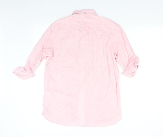 Mens UK Size S H&M Pink  Button-Up 3/4 Sleeve Casual Shirt