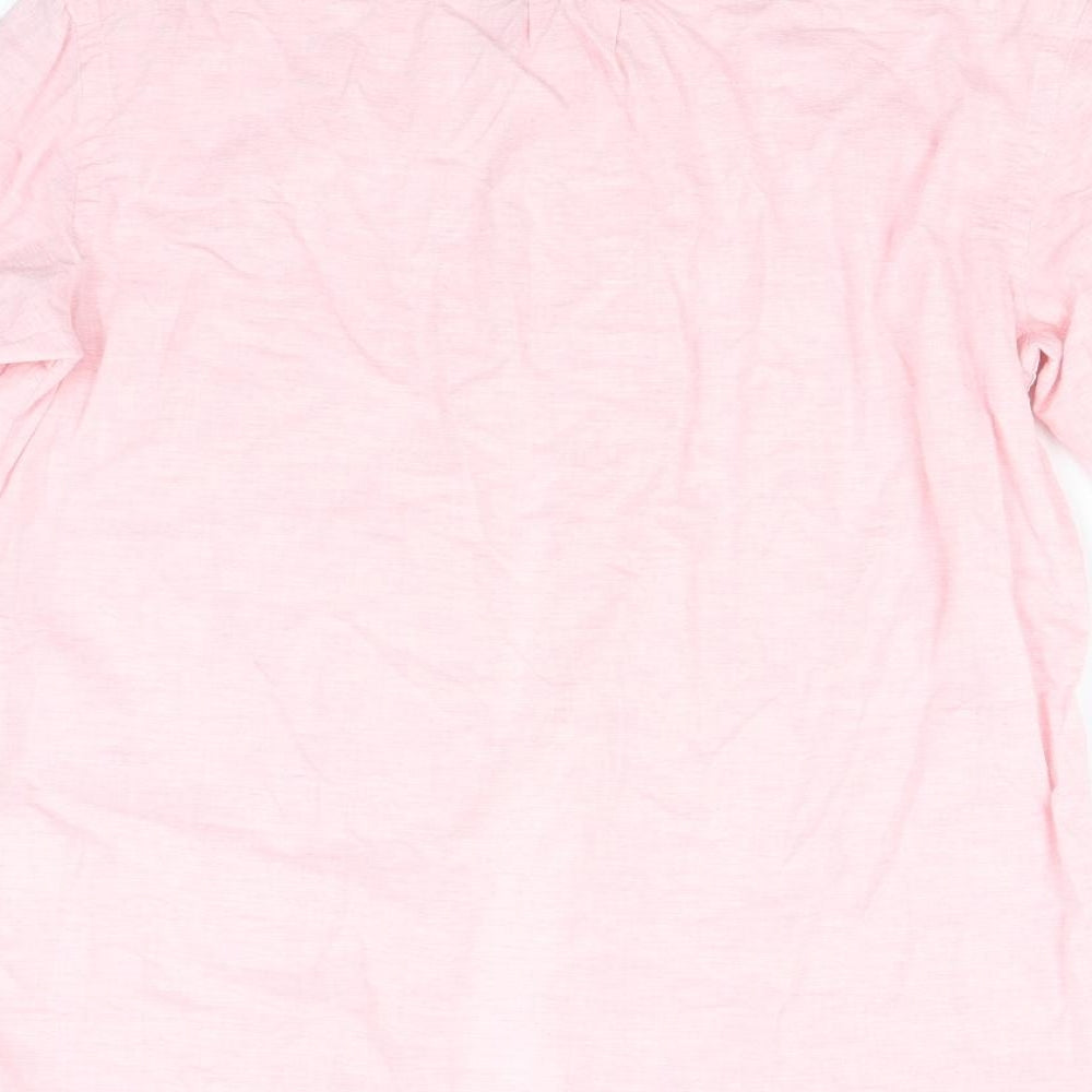 Mens UK Size S H&M Pink  Button-Up 3/4 Sleeve Casual Shirt