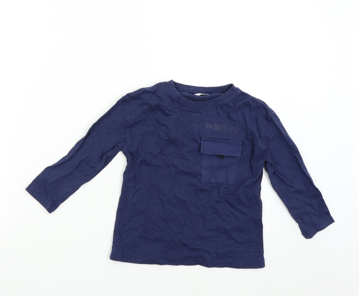 Additional front view of M&Co girls’ blue basic t-shirt, size 4-5, years