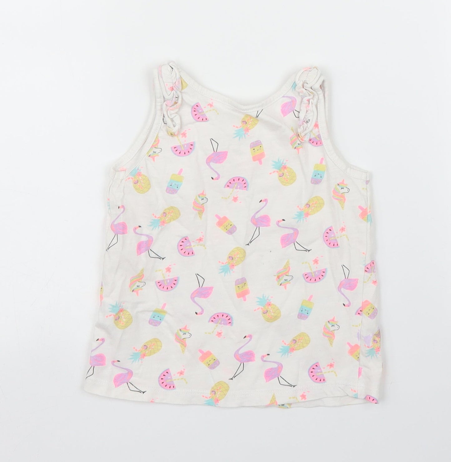 Matalan Girls White   Basic Tank Size 2 Years