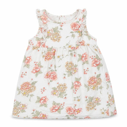 Front view of H&M girls’ grey floral a-line, size 18-24, months