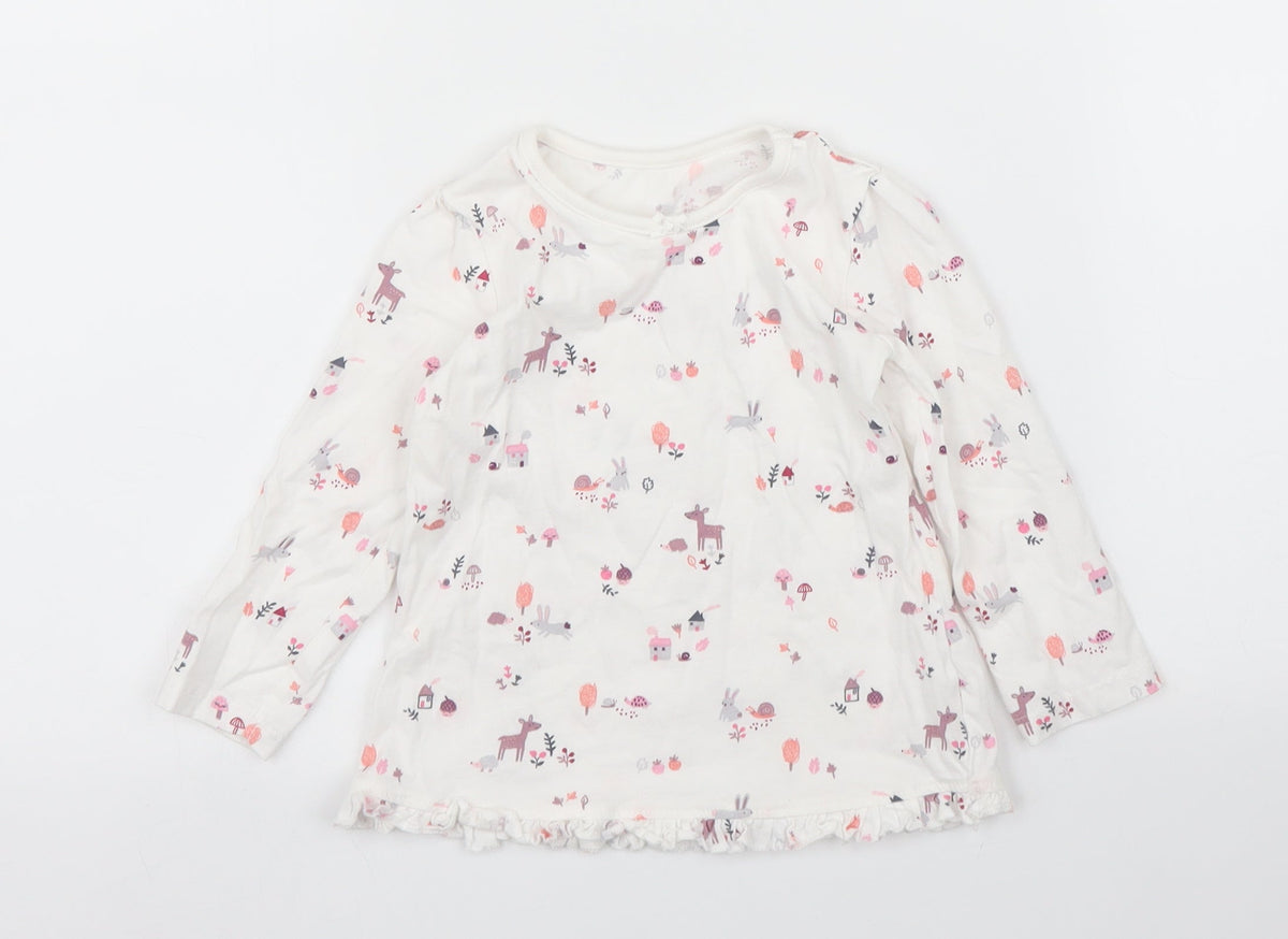 Additional front view of George girls’ white basic t-shirt, size 12, months