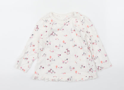 Additional front view of George girls’ white basic t-shirt, size 12, months