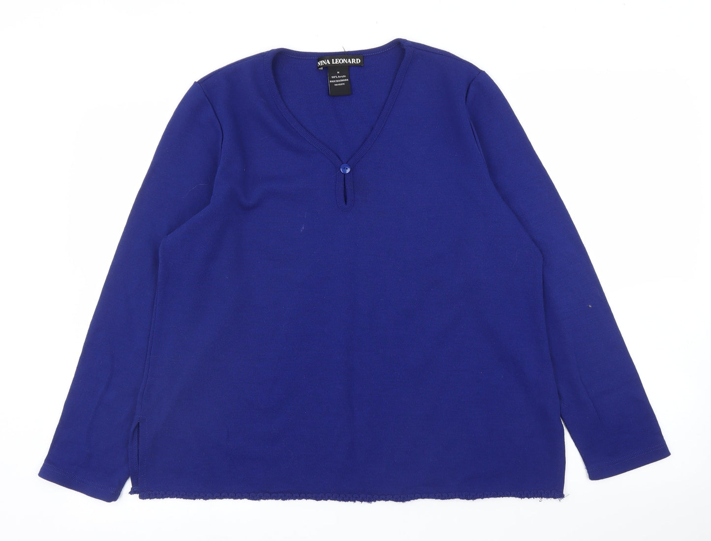 Womens UK Size M Nina Leonard Blue Pullover Jumper