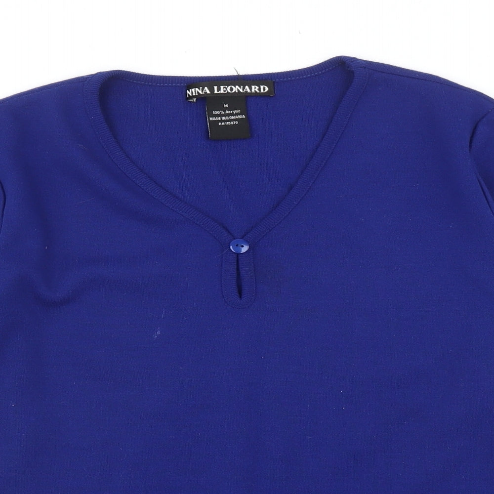 Womens UK Size M Nina Leonard Blue Pullover Jumper