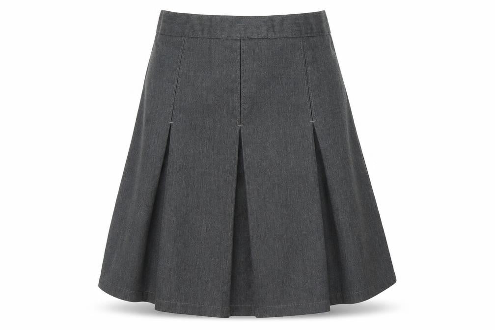 Front view of Marks & Spencer girls’ grey pleated skirt, size 8, years