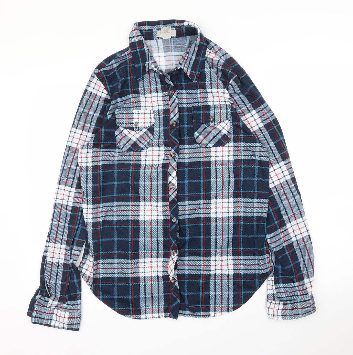 Mens UK Size L Passport Blue  Button-Up Long Sleeve Casual Shirt